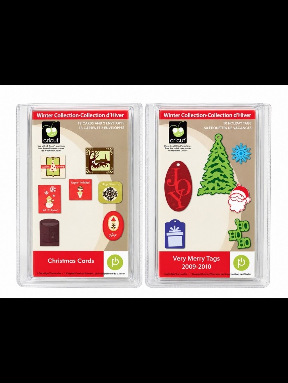 2 Cricut winter collection Christmas cards and very Merry tags